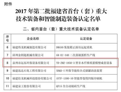 品质卓越 引领行业丨远东环保获评福建省首台(套)重大技术装备